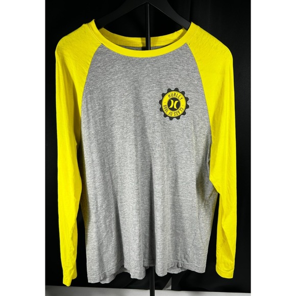 Hurley Long Sleeve Raglan Tee – Size Large – Gray & Yellow – Surf Skate Vibes - Picture 1 of 5